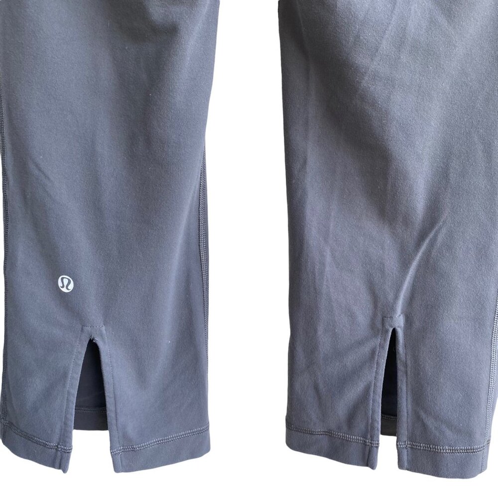 LULULEMON Womens Capri Legging Sz 6 White Grey Striped Waistband Pocket Athletic - Picture 4 of 9
